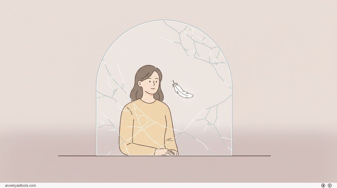 A fragile glass wall about to be shattered by a falling feather.