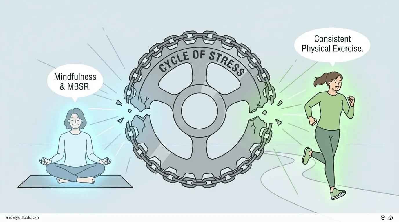 Breaking the stress cycle with mindfulness and exercise.