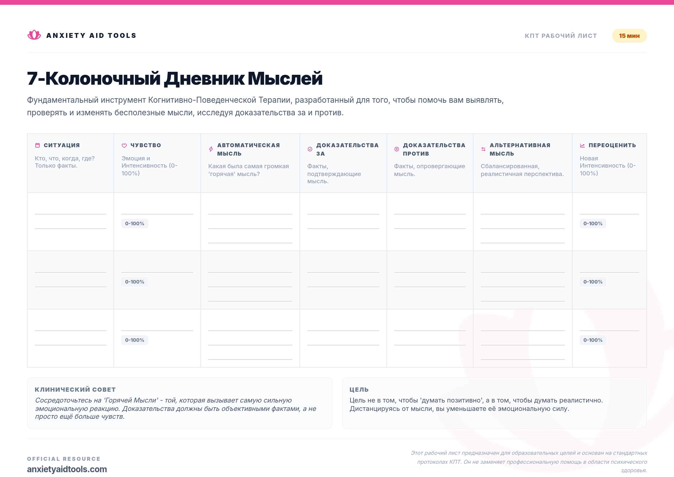 7-Колоночный Дневник Мыслей